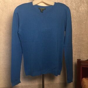 Ralph Lauren Silk and Cashmere Blue Crew Neck Sweater